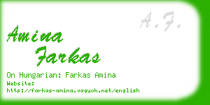 amina farkas business card